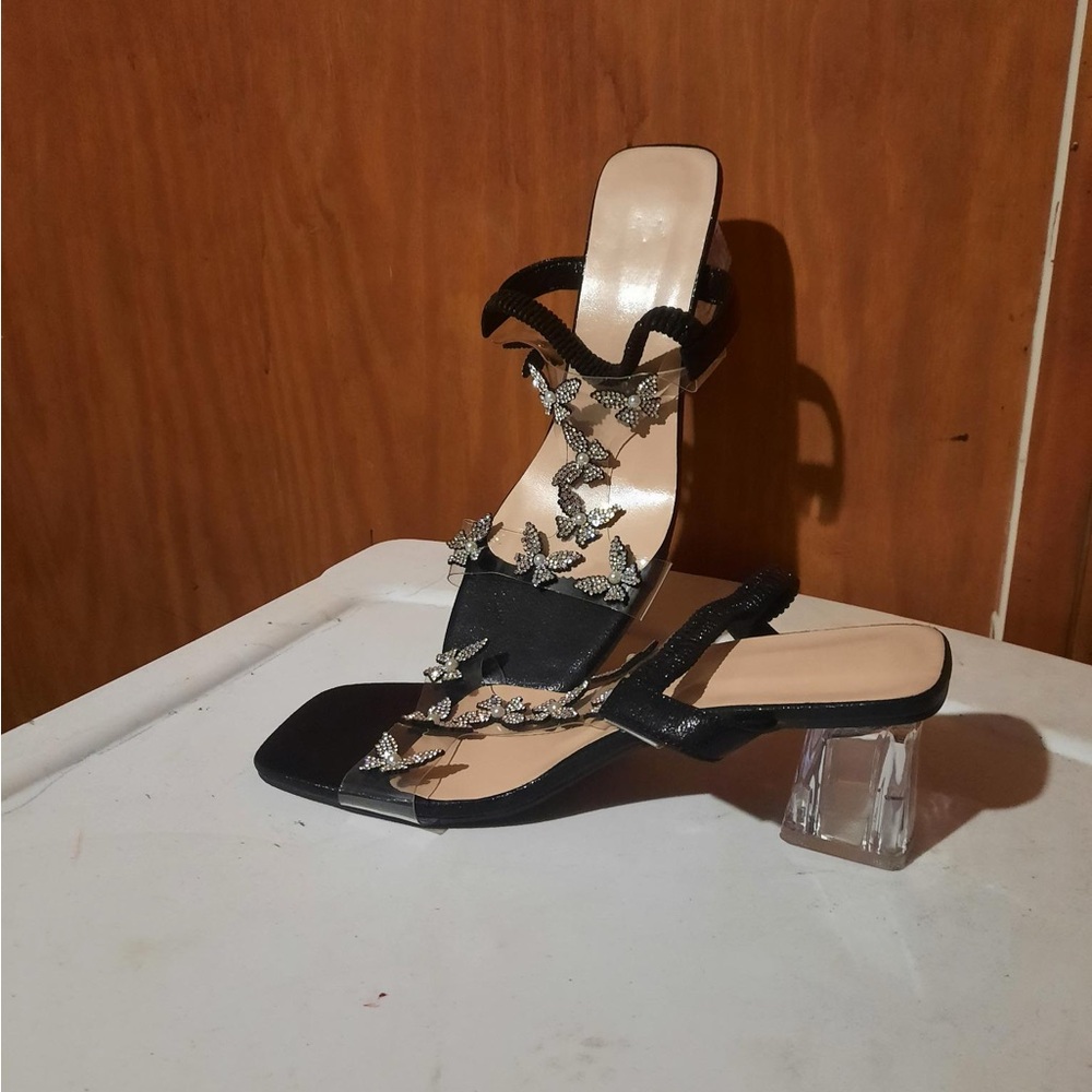 L&B Black and Silver Heels with Sleek Design